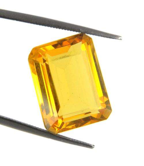 12.60 Carat Certified Emerald Cut Citrine Gemstone