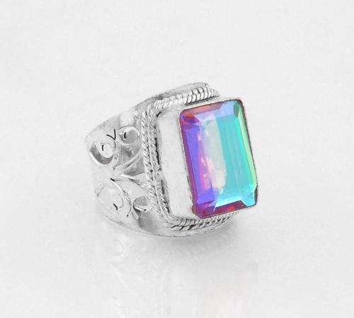 6 Gm Mystic Quartz Gemstone Silver Ring