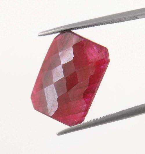 15.04 Ct Certified Indian Mines Ruby Gemstone-Emerald Checker Cut