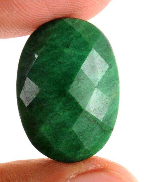 23.97 Carat Certified Green Emerald Gemstone-Oval Checker