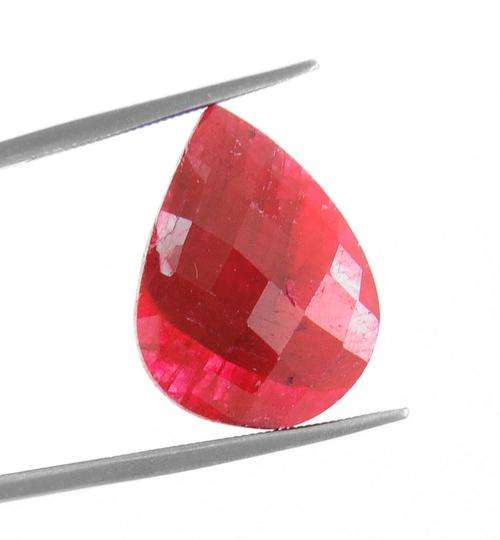 Indian Mines 17.87 Carat Certified Pear Checker Cut Ruby Gemstone
