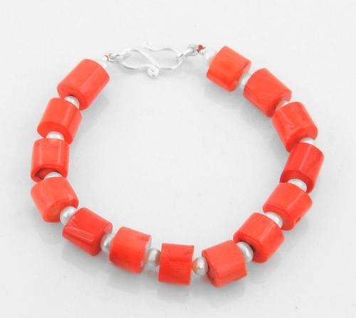 118 Ct Lab Created Coral Gemstone Bracelet
