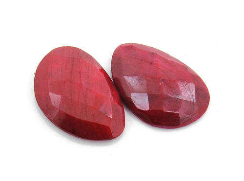 38.97 Ct Certified Fancy Checker Cut Ruby Gemstone Pair