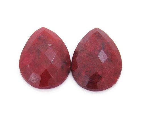 35.34 Ct Certified Pear Checker Cut Ruby Gemstone Pair