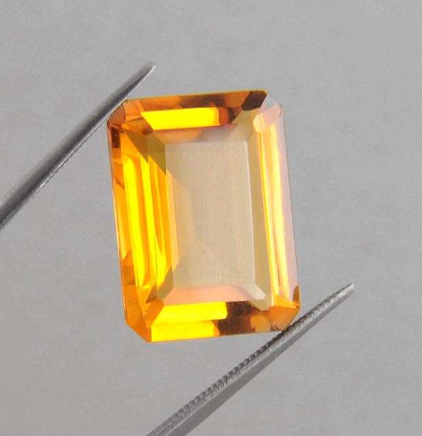 11.13 Ct Certified Emerald Cut Citrine Gemstone-Brazilian Mines