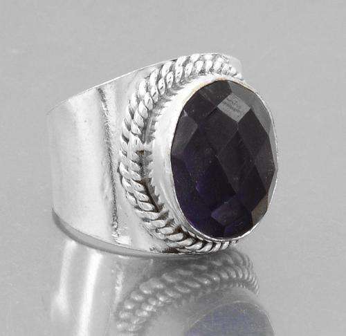 Handcrafted Amethyst Gemstone Ring in Alloy of Silver