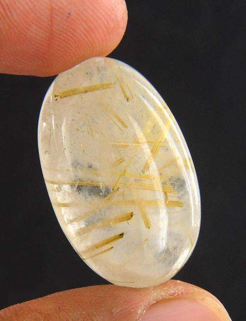 45.00 Carat Oval Cabochon Shape Rutile Quartz Gemstone with Needle Inclusions