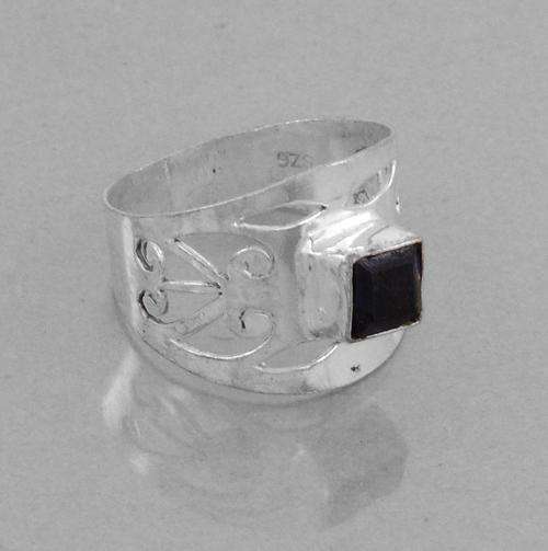 Blue Quartz Gemstone Ring in Silver Alloy - Handmade in India