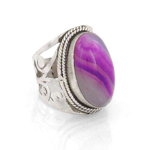 Designer Druzy Gemstone Ring in Silver Alloy