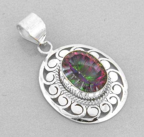 Attractive 9 Gm Mystic Quartz Gemstone Silver Pendant