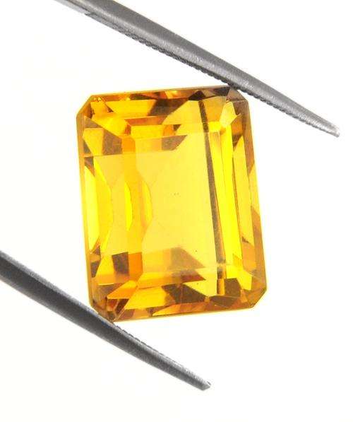 12.54 Ct Certified Emerald Cut Hydro Citrine Gemstone