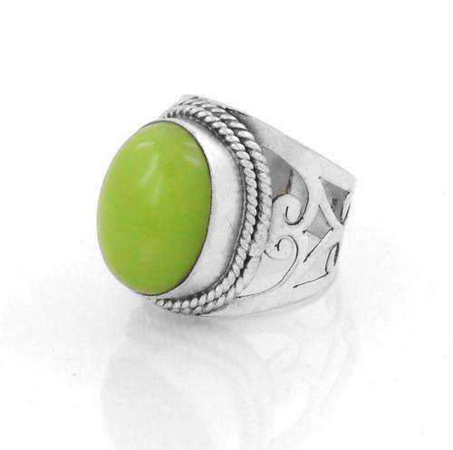Designer 7.87 Gm Green Onyx Gemstone Silver Ring