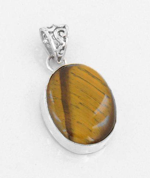 Tiger Eye Gemstone Silver Pendant