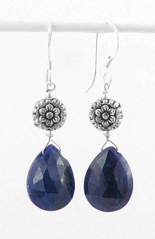 Elegant Sapphire Gemstone Beaded Earrings-Handcrafted in India