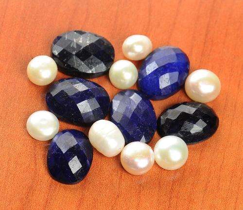 116 Ct Mixed Shape Pearl and Sapphire Gemstone Lot
