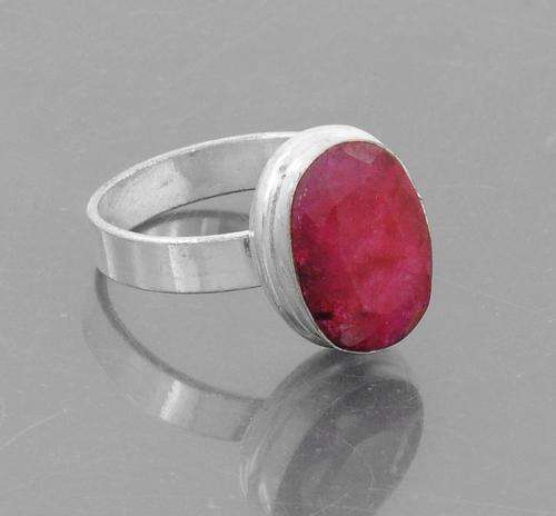 4.5 Gm Ruby Gemstone Ring in Silver Alloy-Handcrafted in India