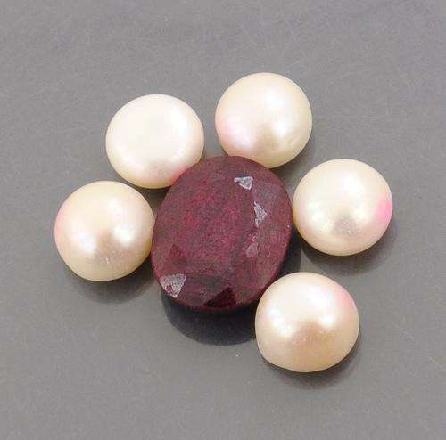 50 Ct Mixed Shape Pearl and Ruby Gemstone Lot