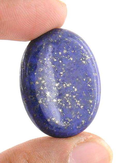 36.00 Ct Oval Cabochon Lapis Lazuli Gemstone from Afghanistan - Gold Pyrite