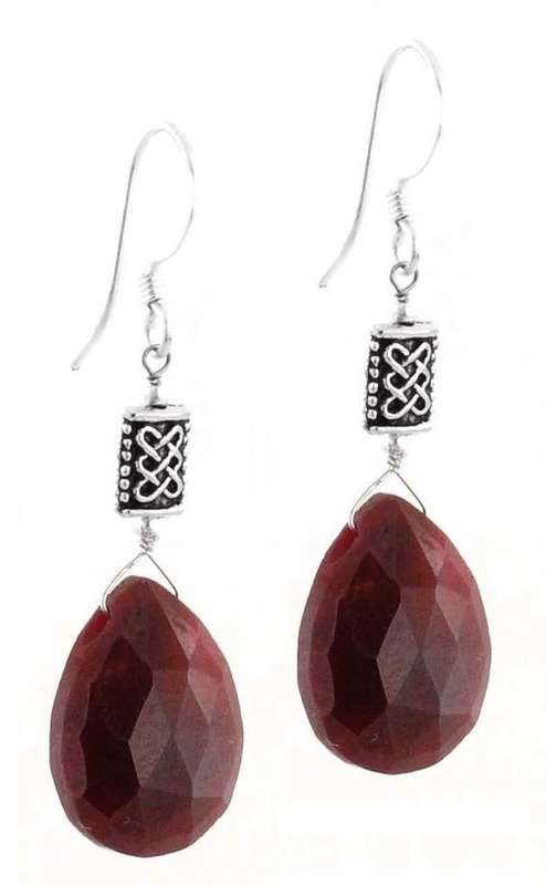 25 Ct Ruby Gemstone Beaded Earrings