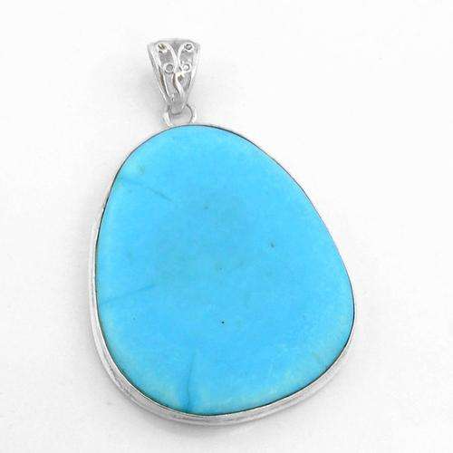 28.5 Gm Turquoise Gemstone Silver Alloy Pendant