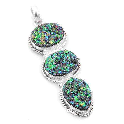 17.5 Gm Druzy Gemstone Silver Alloy Pendant