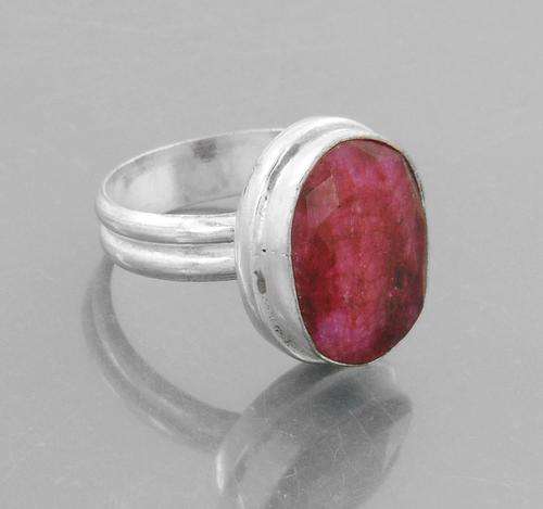 5.5 Gm Ruby Gemstone Ring in Silver Alloy-Handcrafted in India