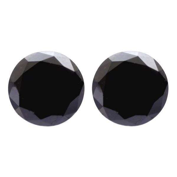 Natural Black Spinel AAA Quality Faceted Round 5 mm 1 Pair Loose Gemstone