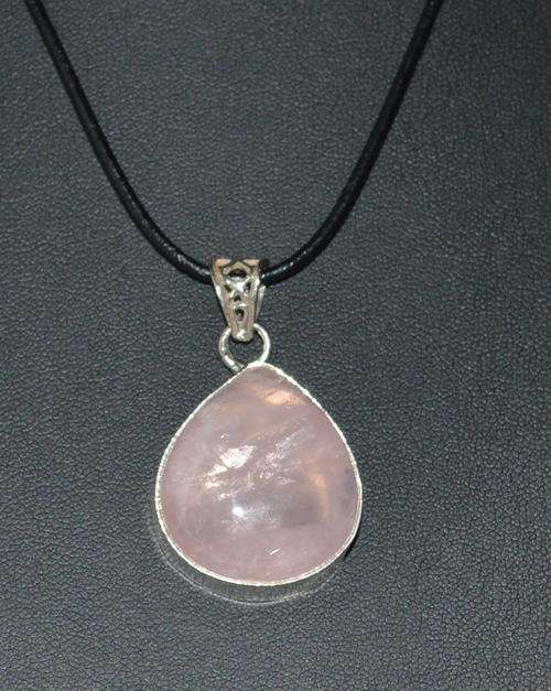 Rose Quarts Pendant in 529 Sterling silver plated pendant only