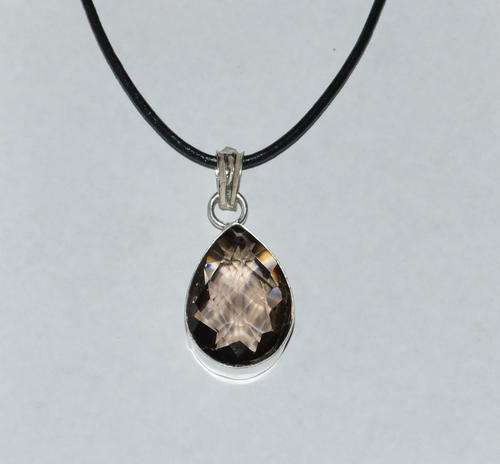 Smoky Quarts  gemstone  Pendant in 529 Sterling  silver plated pendant only