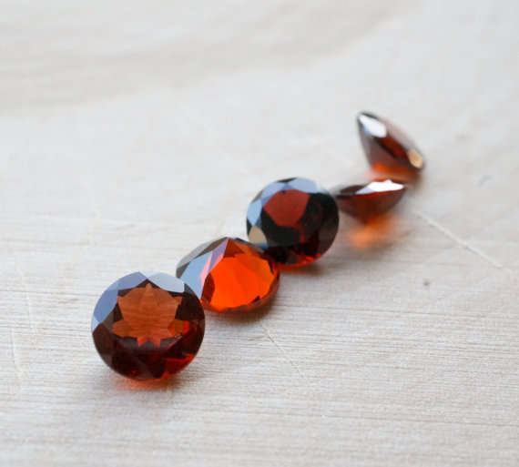 Natural Garnet SI2  Quality 5mm Faceted Cut Round 5pcs Lot Loose Gemstone