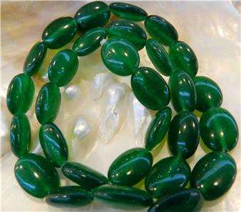 Egg 10x14mm Natural Green Emerald Gemstone Loose Beads 15"