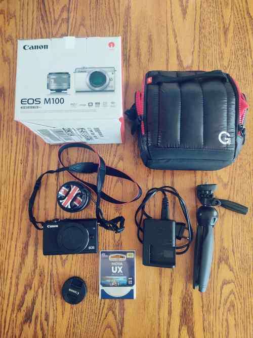 Canon EOS M100 Mirrorless Camera with 15-45mm Lens and accessories (Digital Camera)