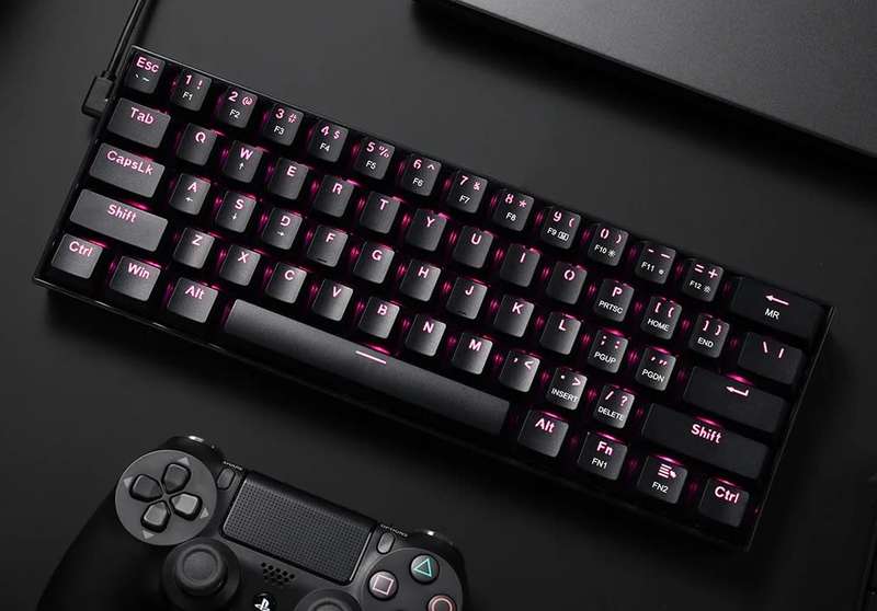Redragon K630 Dragonborn Pink LED 67-key Design Wired Mechanical Gaming Keyboard Black Edition