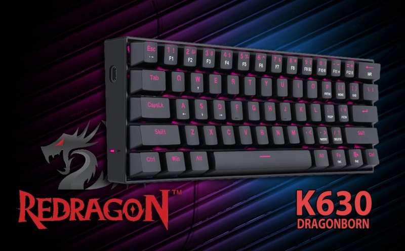 Redragon K630 Dragonborn Pink LED 67-key Design Wired Mechanical Gaming Keyboard Black Edition