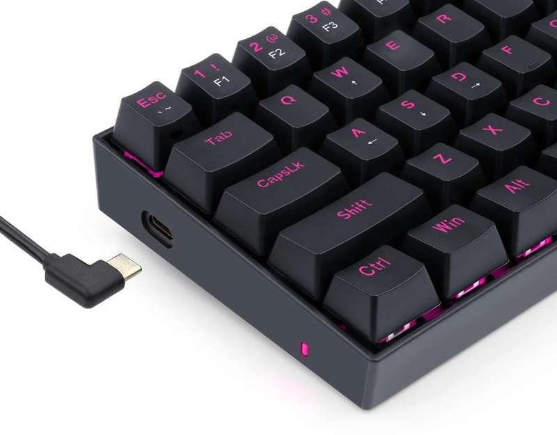 Redragon K630 Dragonborn Pink LED 67-key Design Wired Mechanical Gaming Keyboard Black Edition
