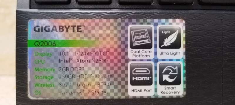 Gigabyte q2006 for parts or repair