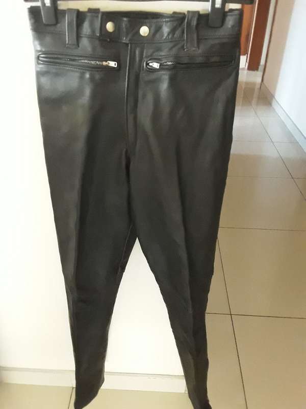 Mens leather biker pants