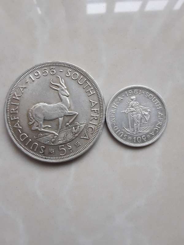 Two South African coins with silver content.