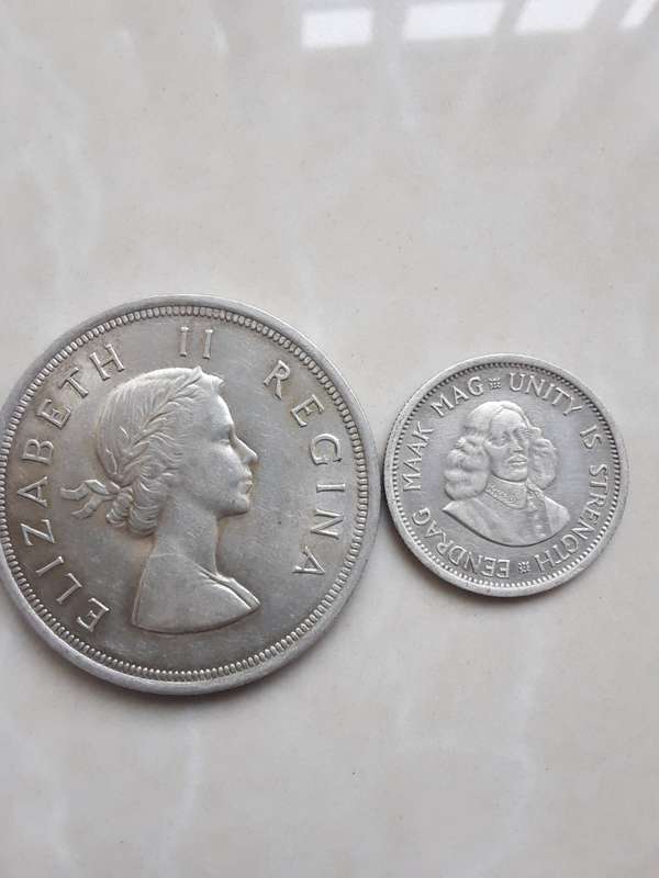 Two South African coins with silver content.