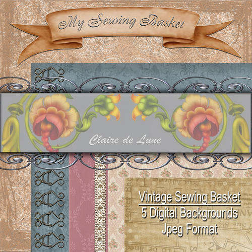Digital Backgrounds to Save & Print - Vintage Basket Theme - Free Shipping!