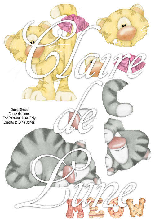 Cats Decoupage Sheet - No Shipping Fees - Only Save, Print and Cut!
