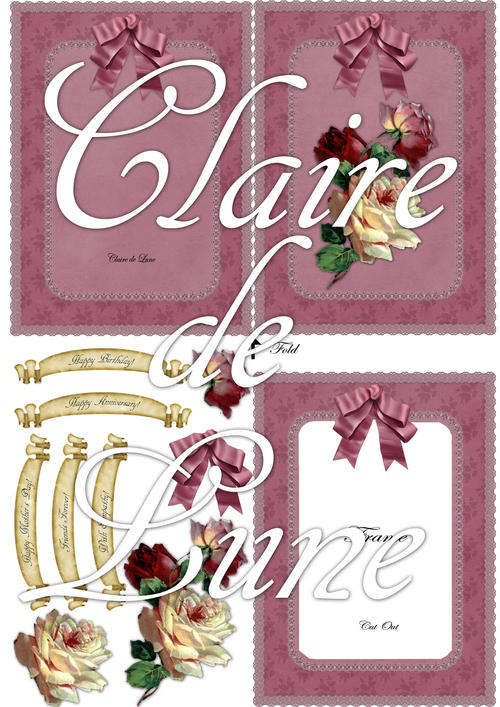 Vintage Rose Deco Sheet for all Papercrafts - Save Print & Cut - Free Shipping