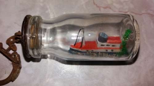 Old Boat in a Bottle Keyring