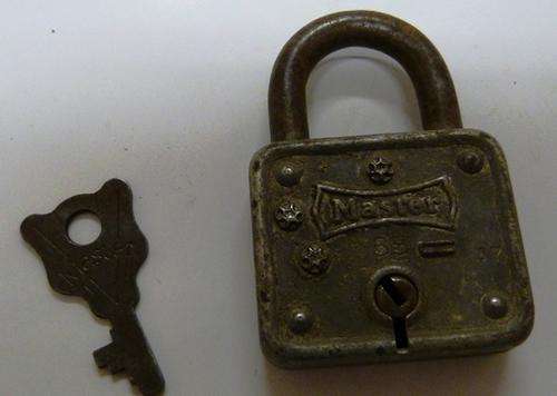Vintage padlock - Masterlock No 55 with original key , made in USA