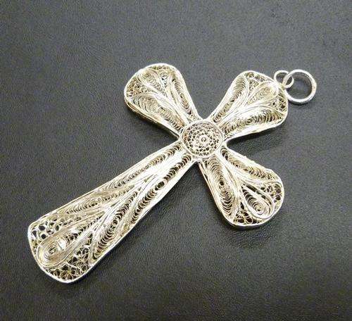 silver wire cross pendant