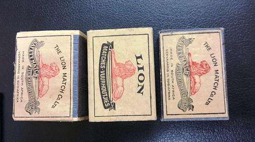 3 vintage boxes of Lion matches in 3 different sizes