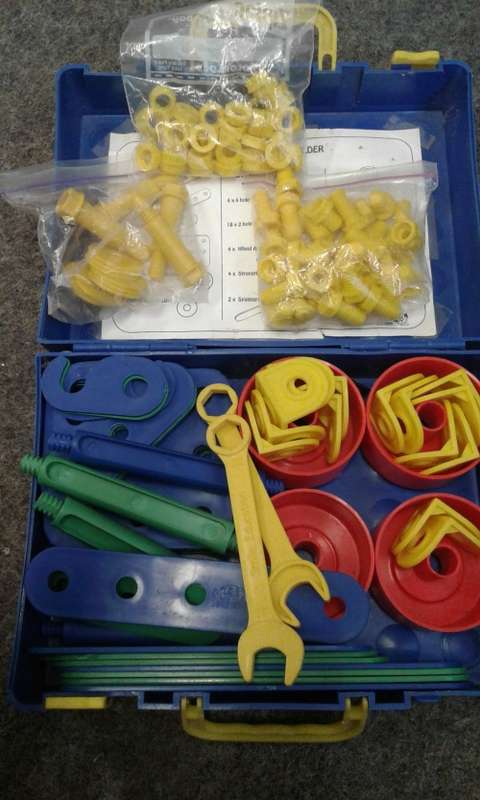 plastic building set in case