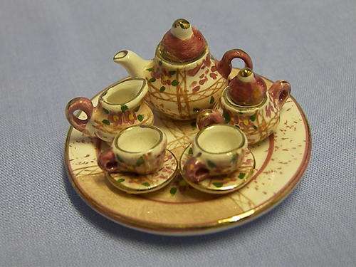 stunning miniature tea set, 1/12th scale
