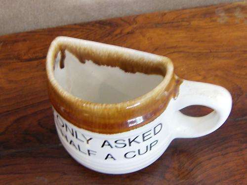 HANDCRAFTED MAJOLICA POTTERY -HALF A CUP