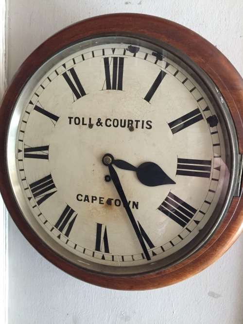 Mahogany Station Fusee Clock ( 43 cm diameter, working well)